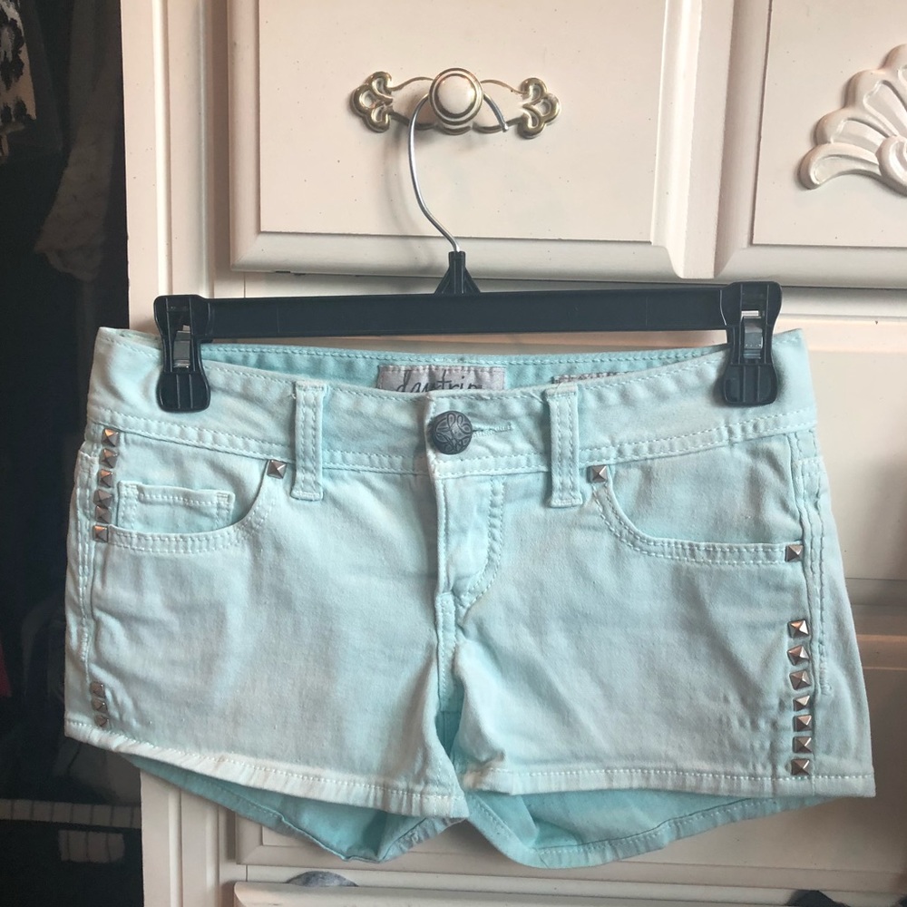 Daytrip Capricorn aqua studded shorts